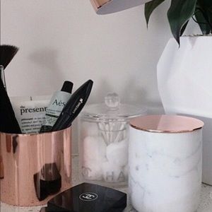 Real Marble Jar + Rose Gold Lid, Make-Up Brush Cup